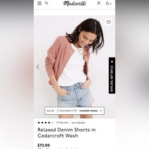 NWT MADEWELL RELAXED DENIM SHORTS